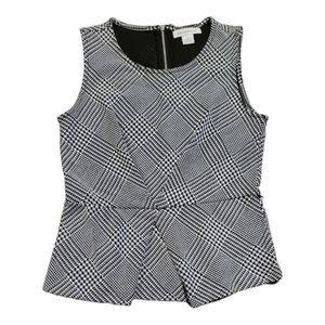 Liz Claiborne Houndstooth Sleeveless Pleated Blouse Top Small